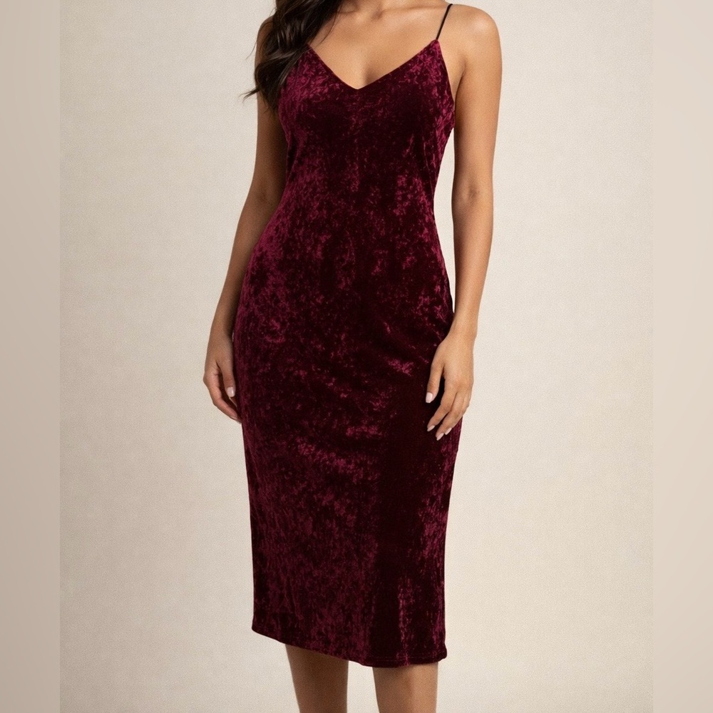 Active USA Velvet Wine Midi Dress